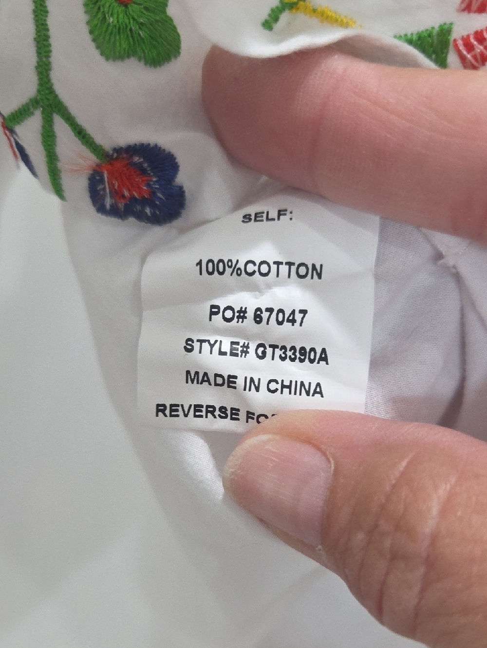 Timing Off The Shoulder, Cotton Embroidered White Blouse, Large - Picture 5 of 6